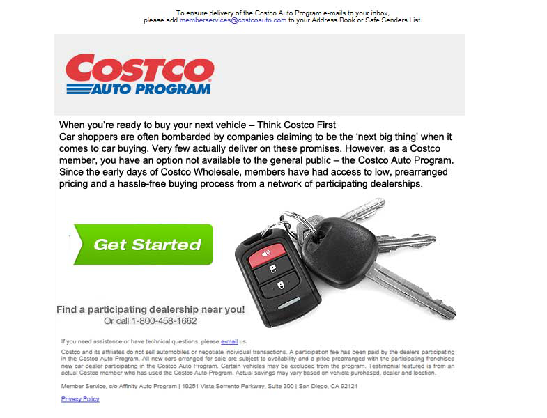 Costco Auto Program Email Marketing Campaign